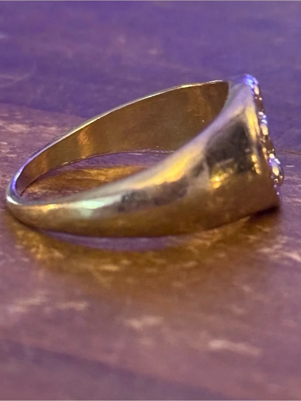 Silver tone snake signet ring